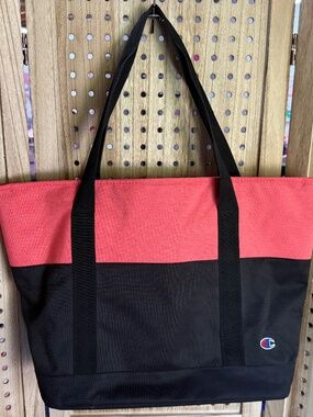 Champion Tote Bag Black Red Large Gym Travel Carryall